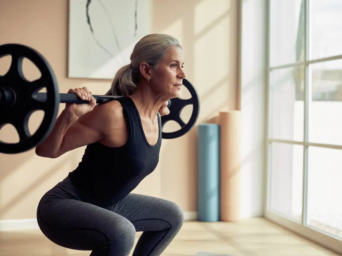 Middle-age-woman-lifting-for-health